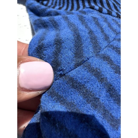 Plenty by Tracy Reese Dress Women Small Blue Stripe V-Neck Long Sleeve Trim Silk - Picture 11 of 11